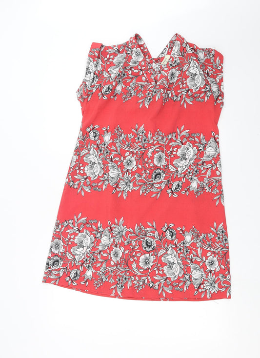 Papaya Womens Red Floral  Shift  Size 12  - Lace up Detail