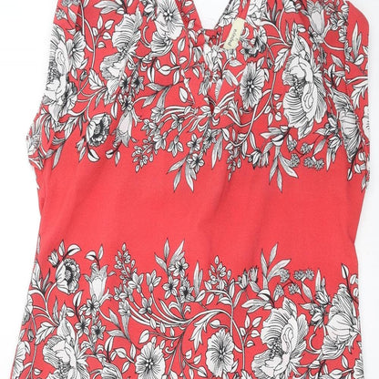 Papaya Womens Red Floral  Shift  Size 12  - Lace up Detail