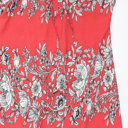 Papaya Womens Red Floral  Shift  Size 12  - Lace up Detail