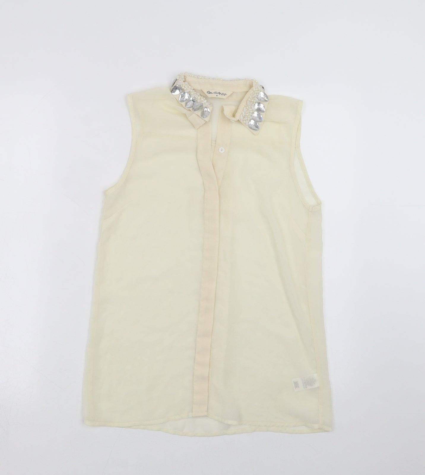 Miss Selfridge Womens Ivory   Basic Blouse Size 6  - beaded collar