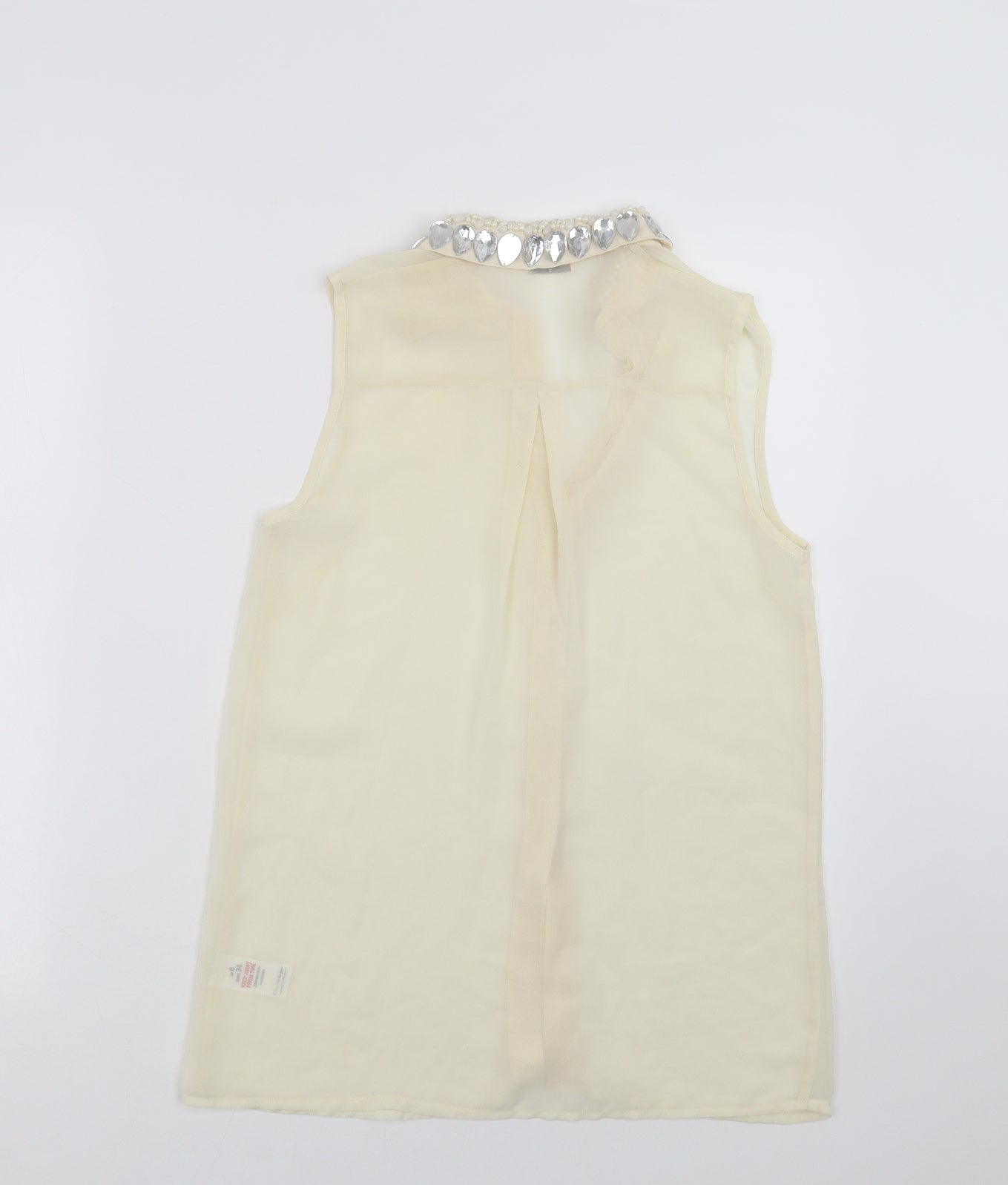 Miss Selfridge Womens Ivory   Basic Blouse Size 6  - beaded collar