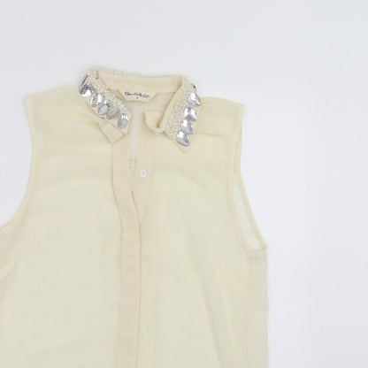 Miss Selfridge Womens Ivory   Basic Blouse Size 6  - beaded collar