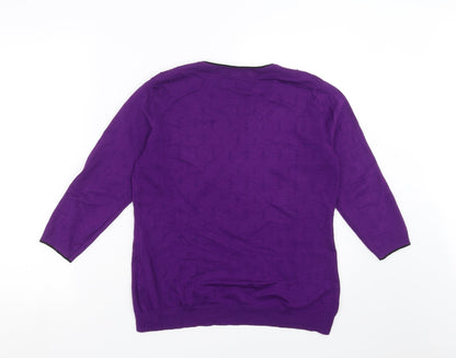 JUST ELEGANCE Womens Purple  Knit Pullover Jumper Size S  - dotted pattern
