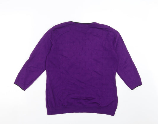 JUST ELEGANCE Womens Purple  Knit Pullover Jumper Size S  - dotted pattern