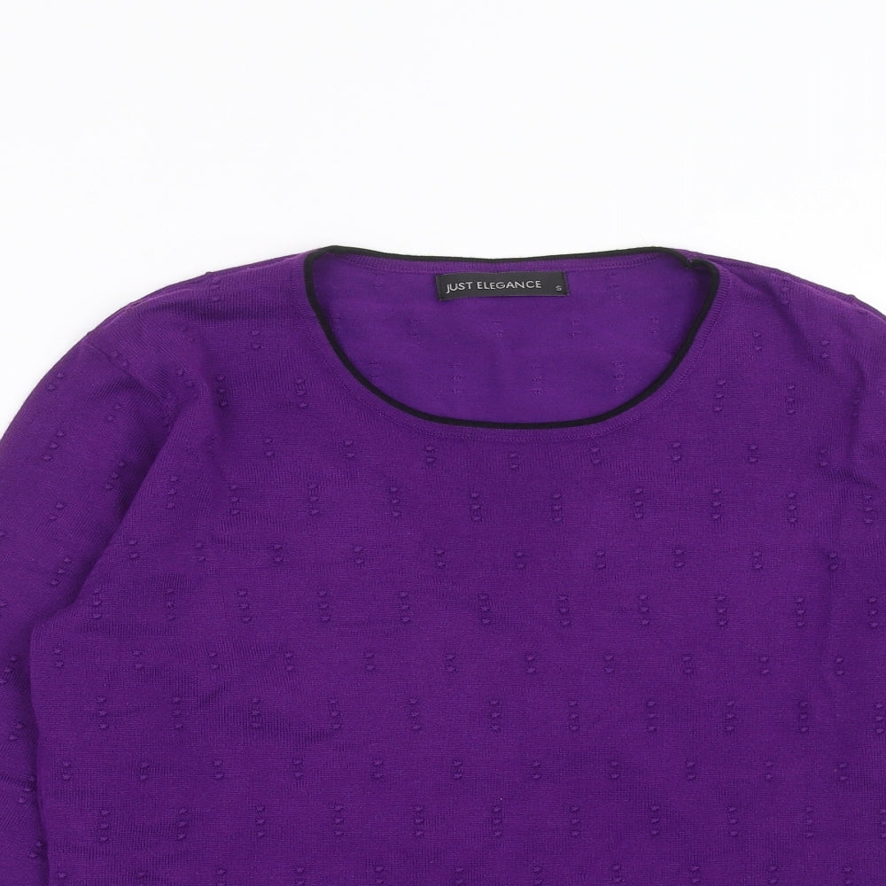 JUST ELEGANCE Womens Purple  Knit Pullover Jumper Size S  - dotted pattern