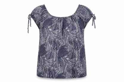 M&Co Womens Blue Floral  Basic T-Shirt Size 18  - leaf print