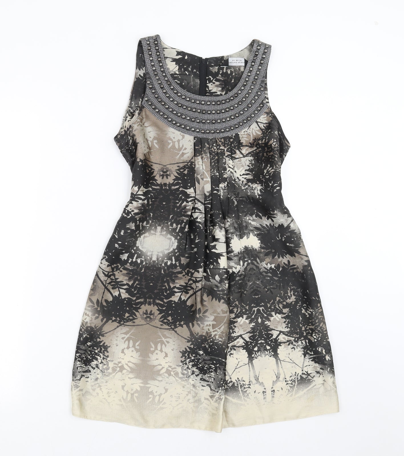 Dorothy Perkins Womens Black Floral  Mini  Size 8  - studded detail