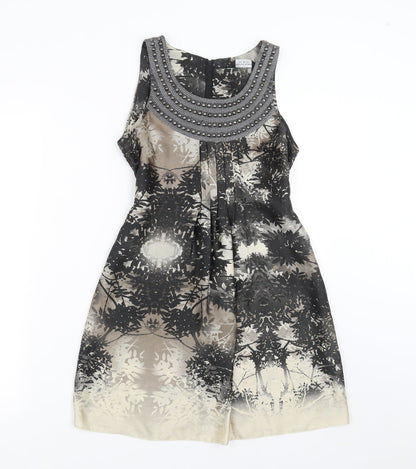 Dorothy Perkins Womens Black Floral  Mini  Size 8  - studded detail