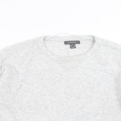 Primark Womens Grey  Knit Pullover Jumper Size M  - beaded