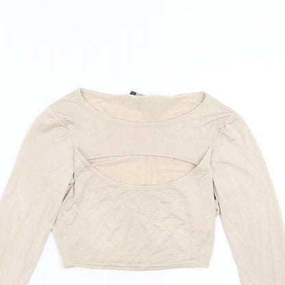 PRETTYLITTLETHING Womens Beige   Cropped T-Shirt Size 6