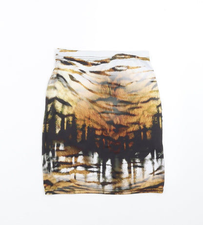 PRETTYLITTLETHING Womens Brown   Mini Skirt Size 4