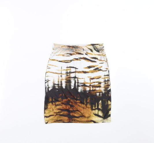 PRETTYLITTLETHING Womens Brown   Mini Skirt Size 4