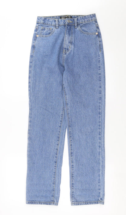 PRETTYLITTLETHING Womens Blue  Denim Straight Jeans Size XS L29 in - uk 2