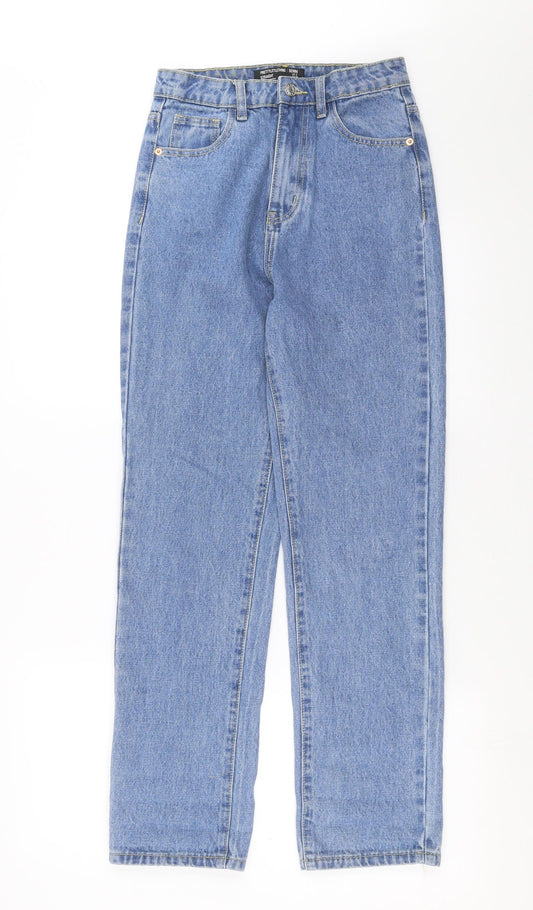 PRETTYLITTLETHING Womens Blue  Denim Straight Jeans Size XS L29 in - uk 2