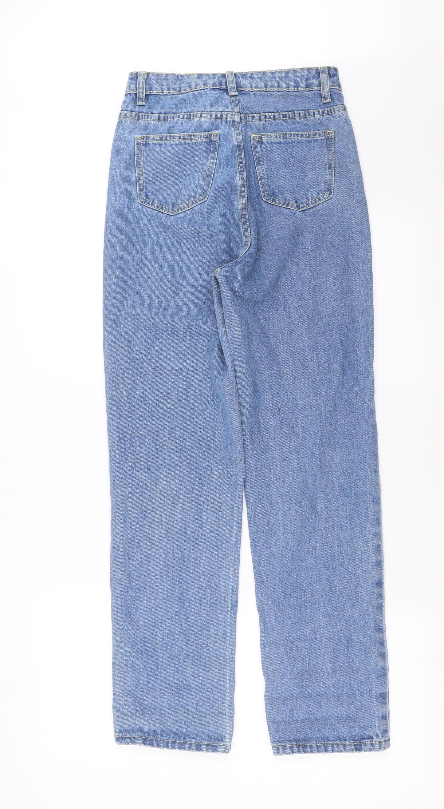 PRETTYLITTLETHING Womens Blue  Denim Straight Jeans Size XS L29 in - uk 2