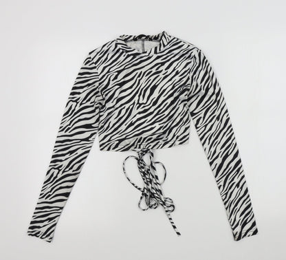 SheIn Womens Black Geometric  Basic Blouse Size XS