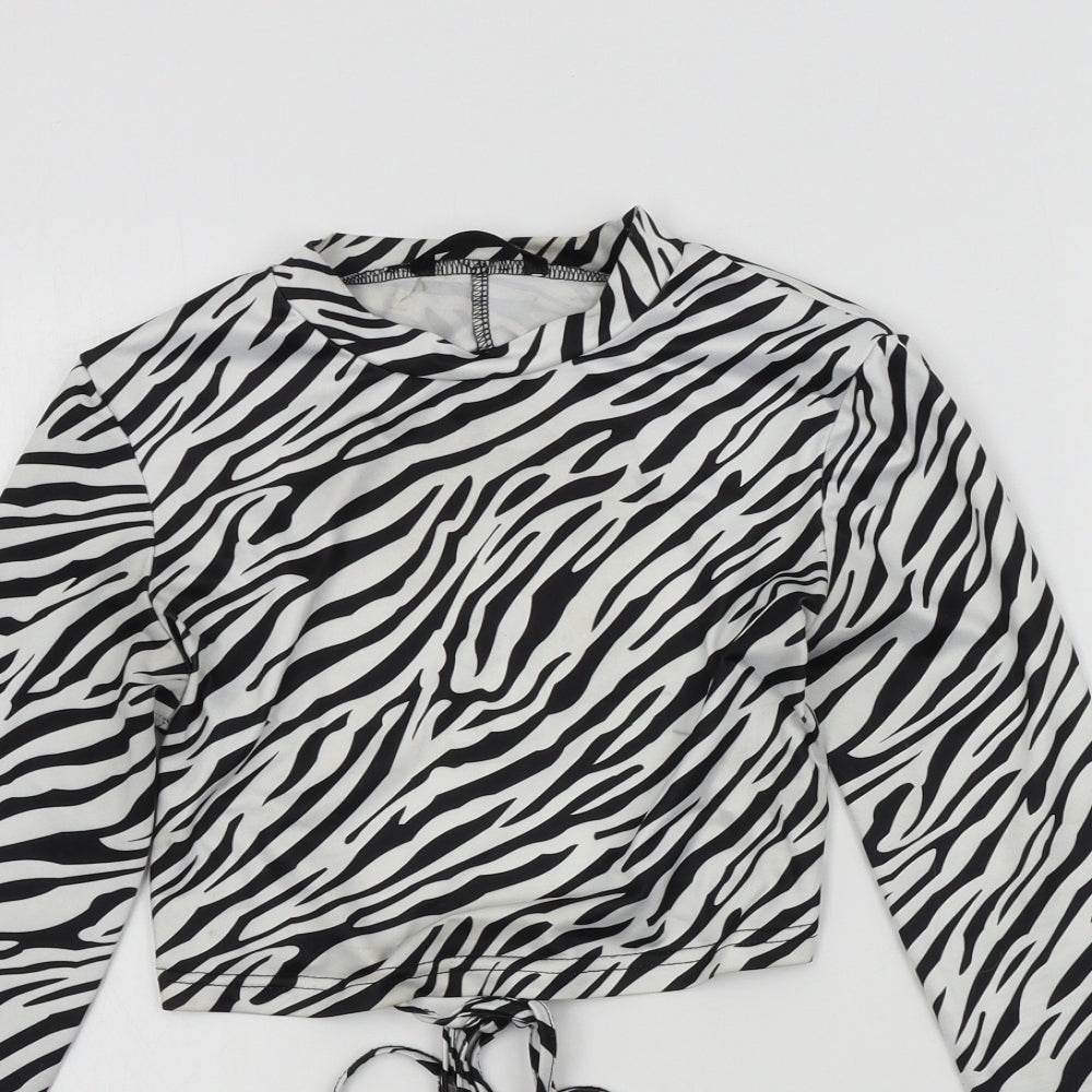 SheIn Womens Black Geometric  Basic Blouse Size XS