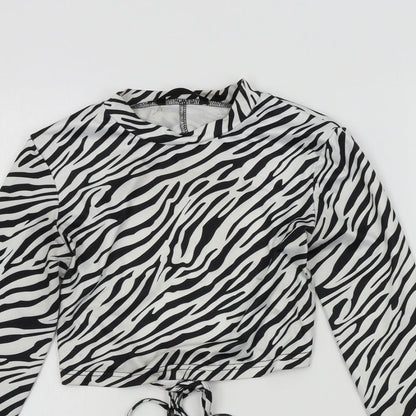 SheIn Womens Black Geometric  Basic Blouse Size XS