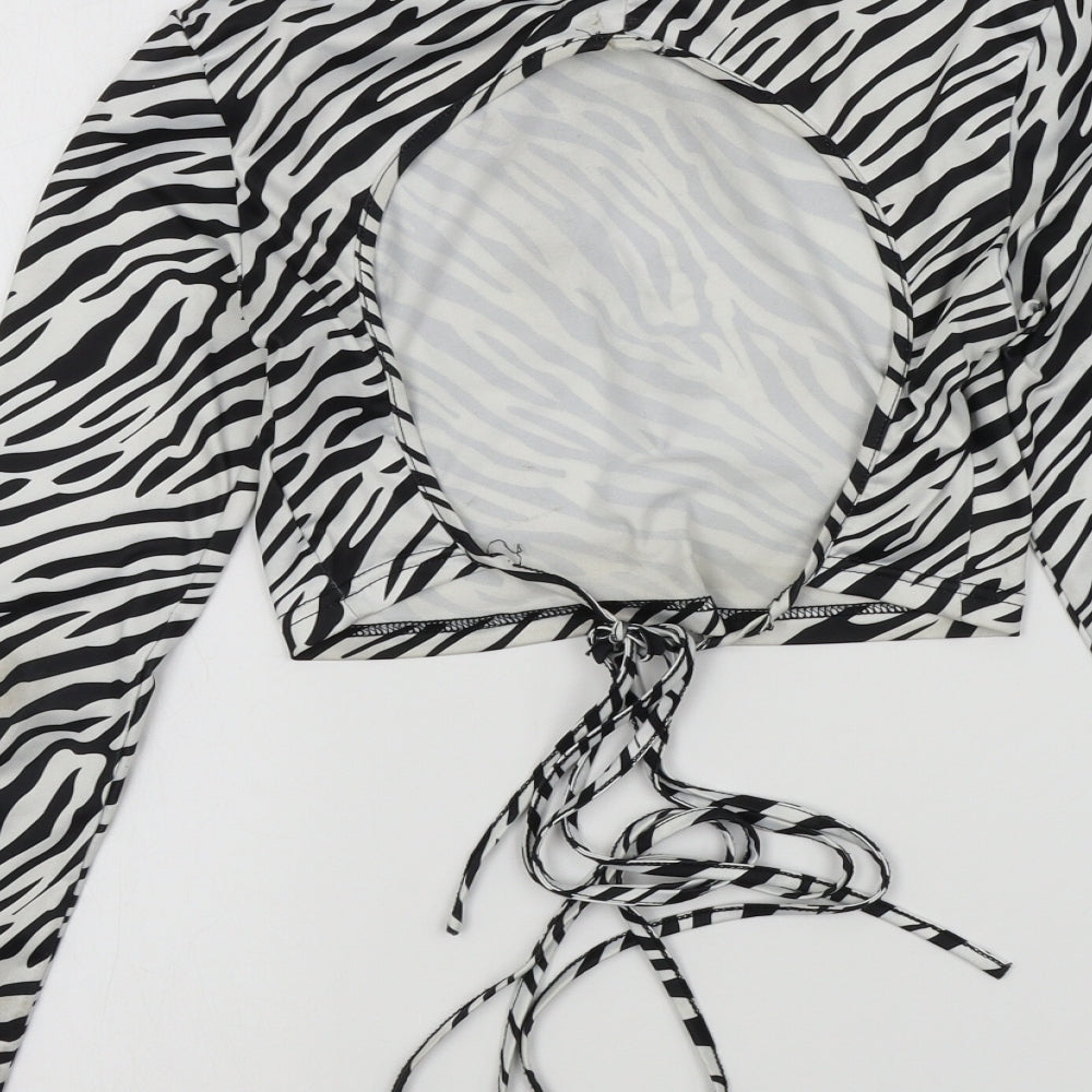 SheIn Womens Black Geometric  Basic Blouse Size XS