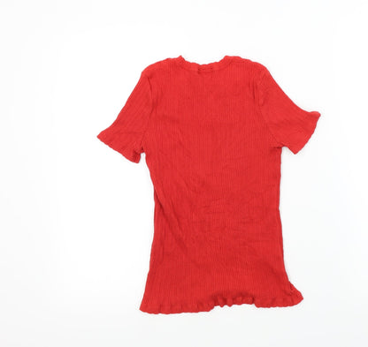 Womens UK Size M Zara Red Basic T-Shirt