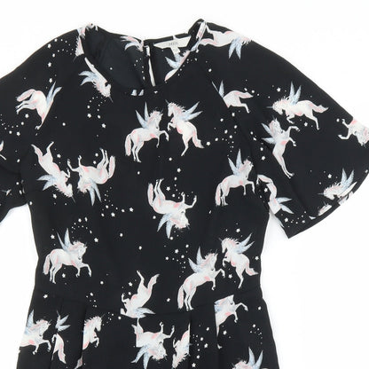 Miss Evie Girls Black   Romper One-Piece Size 11 Years  - Unicorn