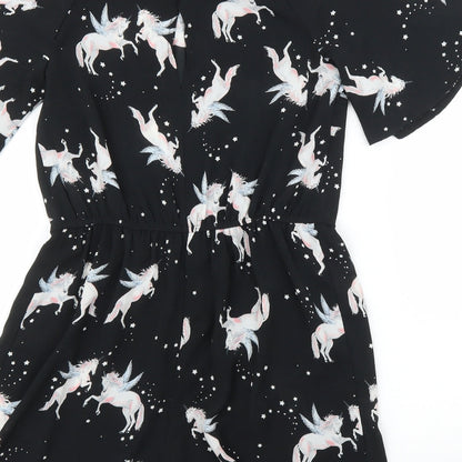 Miss Evie Girls Black   Romper One-Piece Size 11 Years  - Unicorn
