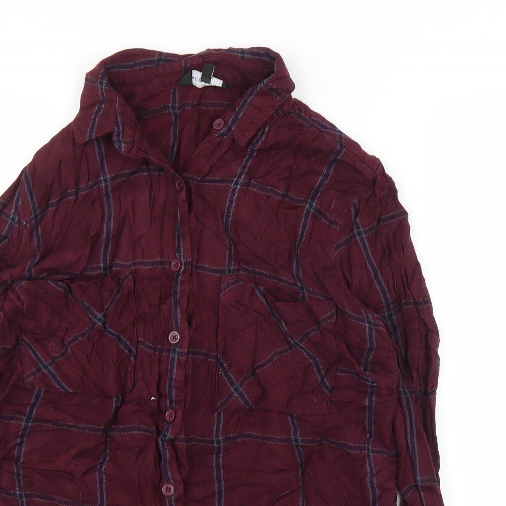 Womens UK Size 10 New Look Purple Basic Button-Up