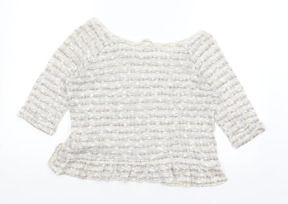 Miss Selfridge Womens White Striped  Basic T-Shirt Size 10