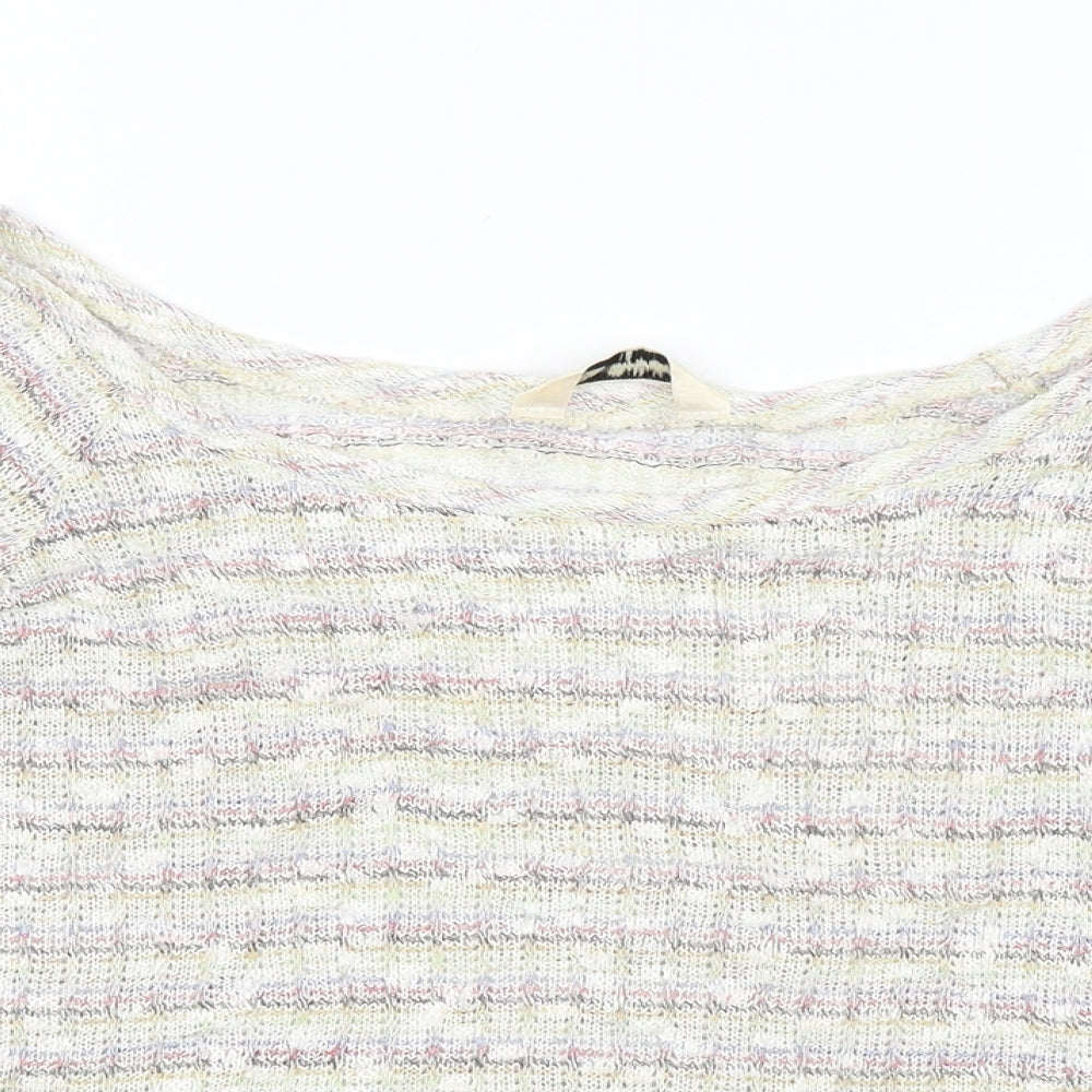 Miss Selfridge Womens White Striped  Basic T-Shirt Size 10