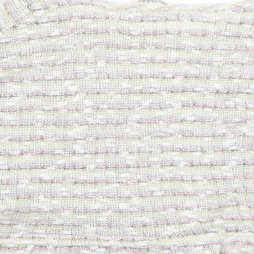 Miss Selfridge Womens White Striped  Basic T-Shirt Size 10