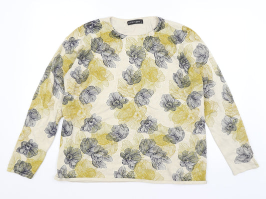 Just Elegance Womens Beige Floral  Pullover Jumper Size XL