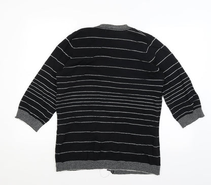 M&Co Womens Black Striped  Pullover Jumper Size 18