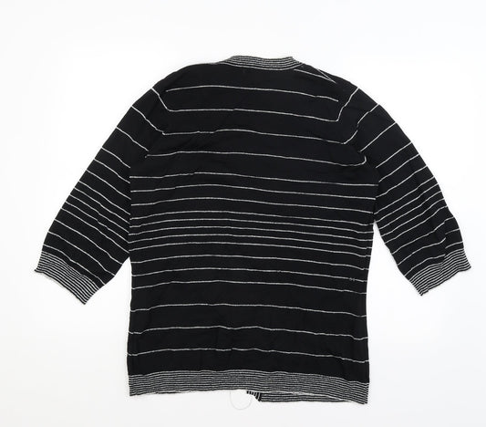 M&Co Womens Black Striped  Pullover Jumper Size 18