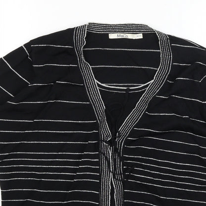 M&Co Womens Black Striped  Pullover Jumper Size 18