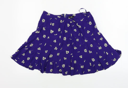 F&F  Womens Purple Floral  A-Line Skirt Size 26 in
