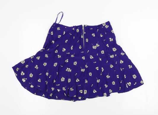 F&F  Womens Purple Floral  A-Line Skirt Size 26 in