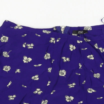 F&F  Womens Purple Floral  A-Line Skirt Size 26 in