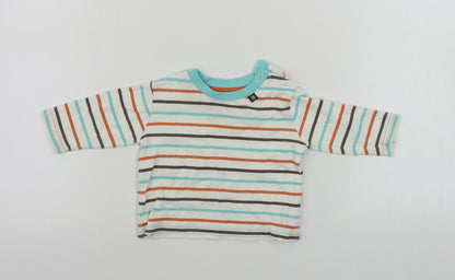 George  Boys Beige Striped  Basic T-Shirt Size 3-6 Months