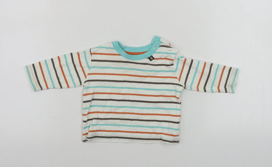 George  Boys Beige Striped  Basic T-Shirt Size 3-6 Months