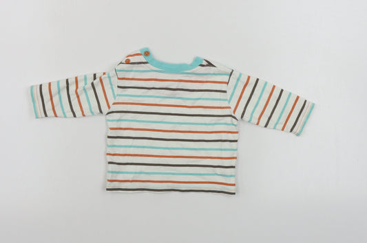 George  Boys Beige Striped  Basic T-Shirt Size 3-6 Months