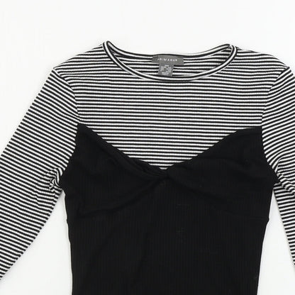 Primark  Womens White Striped  Pullover Jumper Size XS