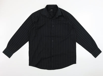 Mens UK Size 15 Cedar Wood State Black  Button-Up Long Sleeve Casual Shirt
