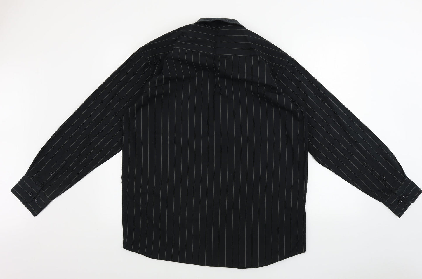 Mens UK Size 15 Cedar Wood State Black  Button-Up Long Sleeve Casual Shirt