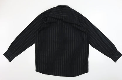 Mens UK Size 15 Cedar Wood State Black  Button-Up Long Sleeve Casual Shirt