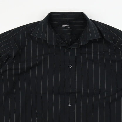 Mens UK Size 15 Cedar Wood State Black  Button-Up Long Sleeve Casual Shirt
