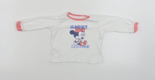 George  Girls White   Basic T-Shirt Size 12-18 Months  - Mickey mouse