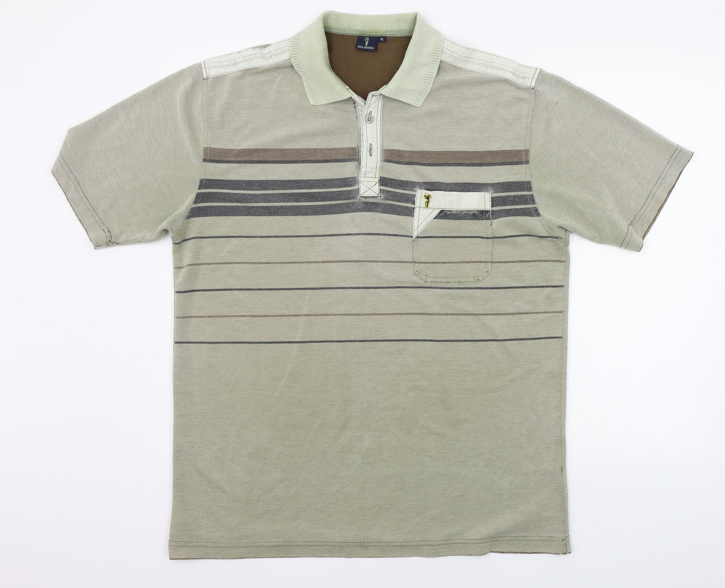 Goldmen Mens Green Striped   Polo Size XL