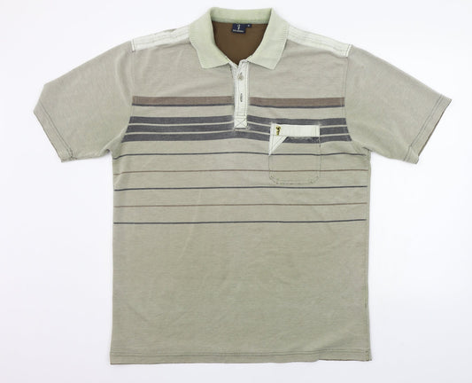 Goldmen Mens Green Striped   Polo Size XL