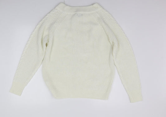 Boohoo Womens White   Pullover Jumper Size S