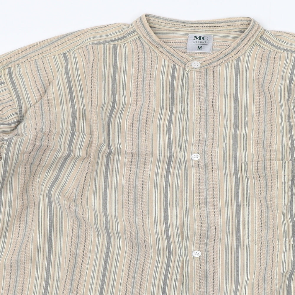 Mens UK Size M MC Casuals Beige  Button-Up Short Sleeve Casual Shirt